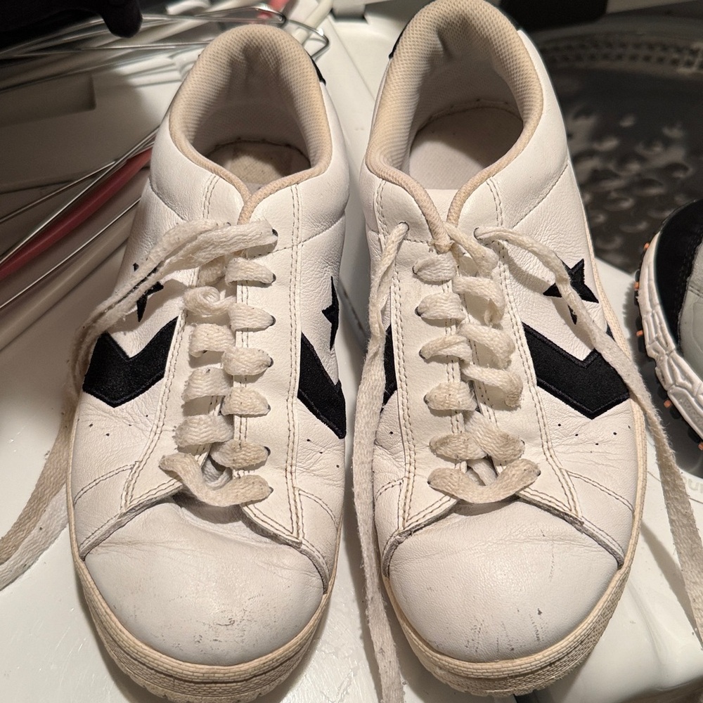 Women's White and Black Star Athletic Shoes